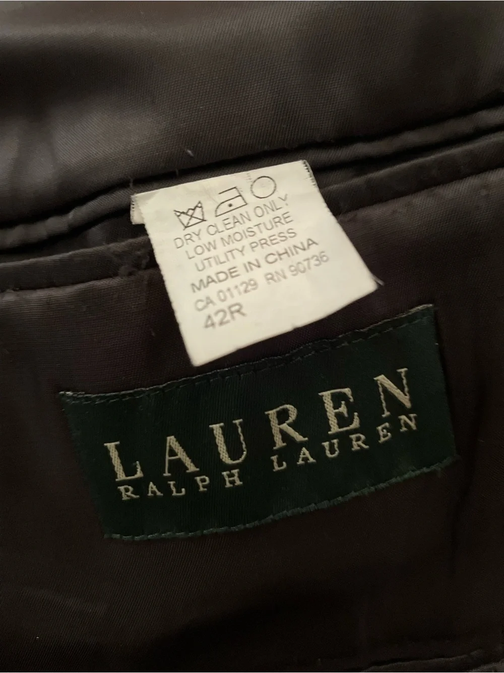 Ralph Lauren Dark Brown Satin-Lined Jacket Interior